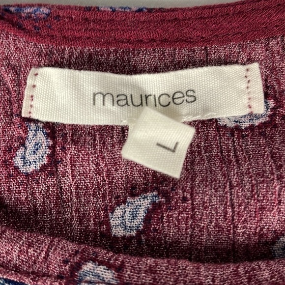 MAURICES Spaghetti Strap Blouse 100% Rayon Burgundy and Navy Blue Pattern - Picture 3 of 9